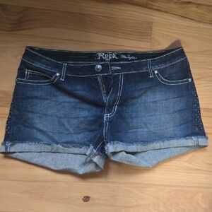 Rock 47 Ultra Low Rise Blue Denim Shorts